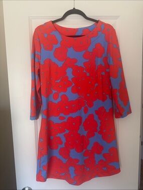 MAHI GOLD Vibrant Orange and Blue Floral Midi Dress